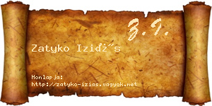 Zatyko Iziás névjegykártya